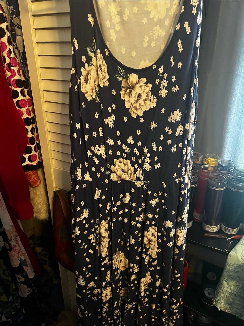 Floral Scoop Neck Maxi Dress in Navy and Cream torrid